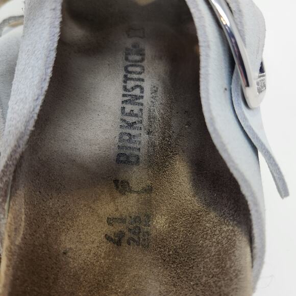 Birkenstock Siena Big Buckle Sandal Crossed Strap White Metallic Suede Size 41 - Picture 5 of 9
